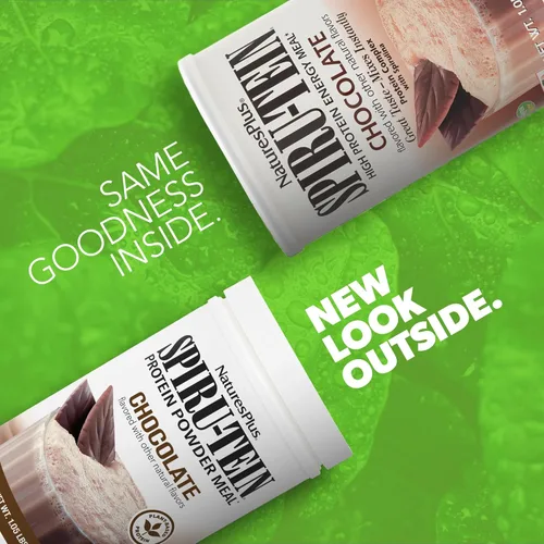 Miniatura 2 de NaturesPlus SPIRU-TEIN, Chocolate - Batido de proteínas a base de plantas de 1.05 libras, sin OMG, vegetariano, sin gluten, 17 porciones en total