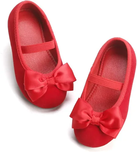 Felix & Flora - Zapatos bajos de vestir con flores para niña pequeña, tipo bailarina, para fiesta, escuela o boda
