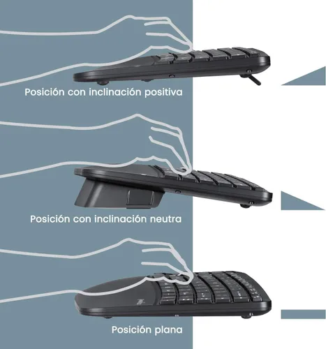 Miniatura 3 de Perixx PERIDUO-606 ES Conjunto de teclado Compacto Ergonómico inalámbrico y Ratón Vertical portátil - con reposa muñeca Ajustable y Teclas
