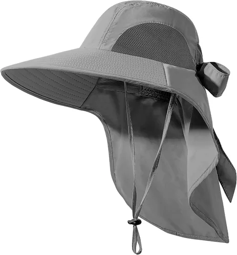 Miniatura 8 de Sombrero de mujer con protección UV, plegable, impermeable, de ala ancha, tipo cubo, con solapa para el cuello para verano, playa, pesca, senderismo