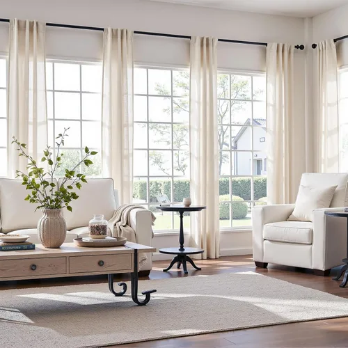 Miniatura 81 de JINCHAN Cortinas de lino de 108 pulgadas de largo, juego de 2 paneles, cortinas de ventana para sala de estar y dormitorio, cortinas