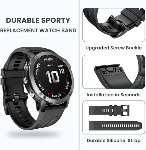Miniatura 4 de ANCOOL Correa de reloj Fenix 7X/Fenix 6X/Fenix 5X/Fenix 8 de 2.008 in, bandas de ajuste rápido de 1.024 in, compatibles con Fenix 6X Pro/7X Pro/5X