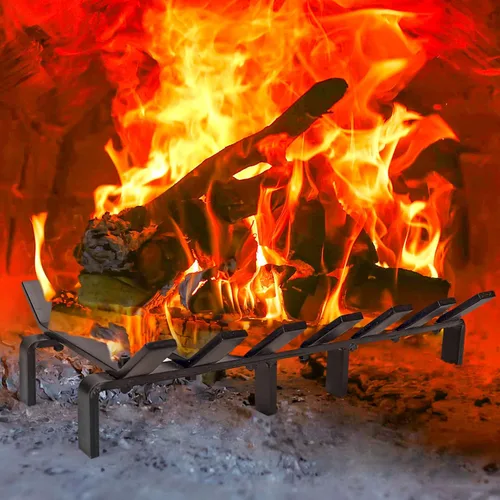 Miniatura 2 de WILLOW WEAVE Rejilla de chimenea de 17 pulgadas, rejilla de estufa de leña, estante de combustión de estufa de acero sólido resistente, soporte