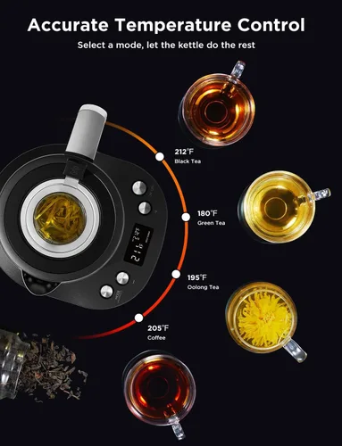 Miniatura 8 de GoveeLife - Hervidor Eléctrico Inteligente con Infusor de Té para Hojas Sueltas, Hervidor Eléctrico de Té de 1.7 L con Programa de Infusión, Control