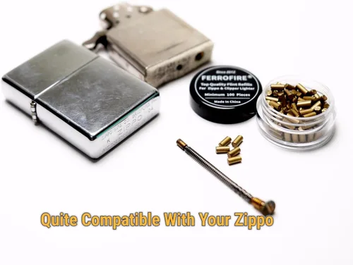 Miniatura 3 de Paquete de 100 pedernales de repuesto prémium compatibles con encendedores Zippo Clipper Piedra de pedernal ferrocerio de larga duración