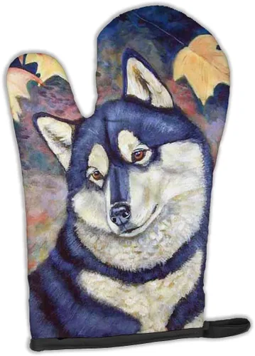 Caroline's Treasures 7173OVMT - Manopla de horno de hojas de otoño de Husky siberiano, resistente al calor, grueso para sartenes calientes y horno,