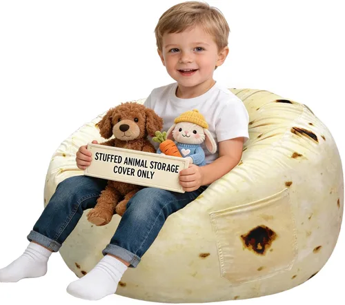 Miniatura 10 de Lukeight - Puf de almacenamiento de animales de peluche para niños, funda para puf de dinosaurio con cremallera para organizar la habitación