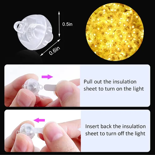Miniatura 3 de ZGWJ 50 piezas de luces de globo mini, funciona con pilas, luz redonda impermeable LED de tiempo de espera prolongado para globo de cumpleaños