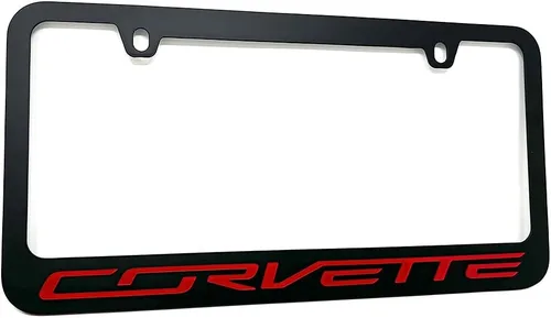 Miniatura 6 de Marco de placa de matrícula C7 Corvette Stealth - Negro con escritura Corvette negra