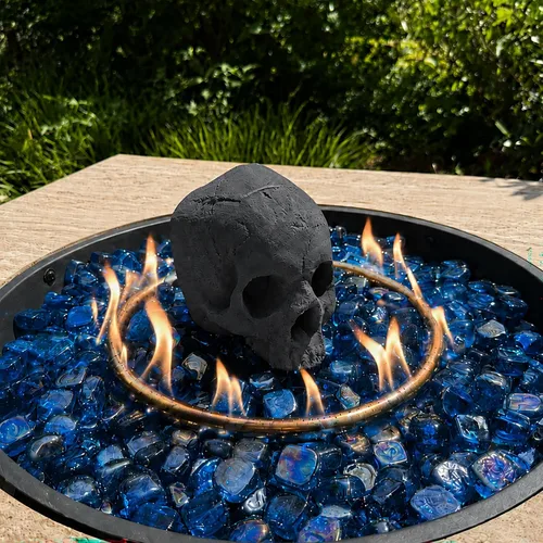 Miniatura 5 de Troncos de fuego de calavera de cerámica, calaveras de hoguera, troncos de calavera de cerámica, cabeza de esqueleto/decoración de calavera