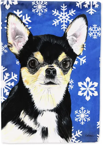 Miniatura 24 de Caroline's Treasures SC9374GF Bulldog English Snow flakes Holiday Garden Flag Buzón Bandera decorativa para patio exterior, patio, obras de arte