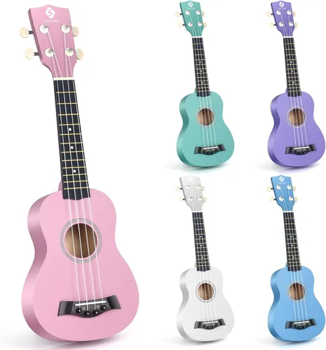 Miniatura 18 de Paquete de ukelele soprano para principiantes, kit de iniciación de ukeleles de tilo de 21 pulgadas para niños con bolsa de concierto, sintonizador