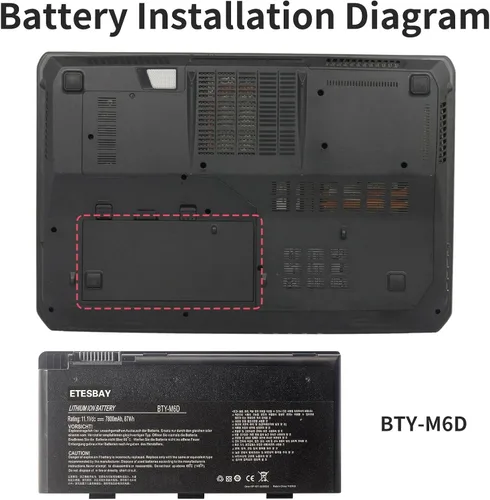Miniatura 6 de BTY-M6D - Batería de repuesto para portátil MSI GT60 GT70 GX780R GX680 GX780 GT780R GT660R GT663R GX660 GT680R GT783R 11.1V 7800mAh Nuevo 9 celdas