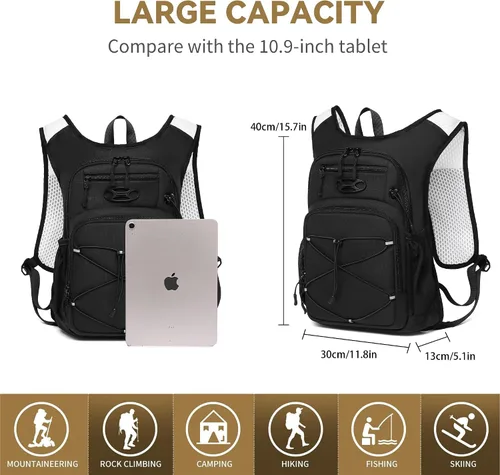 Miniatura 6 de Mochila de hidratación ligera Wotony con vejiga de agua de 2L O 3L para ciclismo, senderismo, rave - Mochila de agua para hombres y mujeres