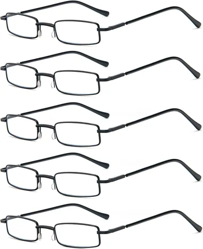 Miniatura 2 de REAVEE Paquete de 5 lentes de lectura portátiles delgados para hombres y mujeres, bloqueo de luz azul para computadora con bolsillo pequeño, estuche