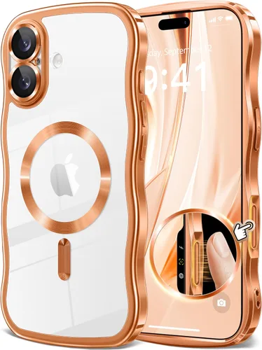 Miniatura 28 de GVIEWIN Funda para iPhone 16 Pro Compatible con MagSafe, Mejorada [Protección Completa de la Cámara][Marco de Ondas Lindo][Protección de Grado