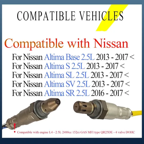 Miniatura 4 de Juego de sensores de oxígeno 234-9133 y 234-4905, ajuste directo para Nissan Altima 2.5L QR25DE 2013-2017 (aguas arriba y aguas abajo, 2 piezas)