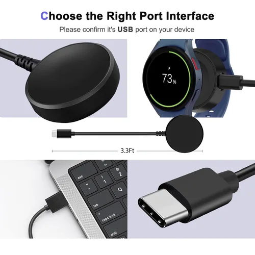 Miniatura 4 de Adaptador de cargador rápido de reloj USB C de 20 W compatible con Samsung Galaxy Watch 6/7/Ultra, 6 Classic, 5/5 Pro/4/4 Classic/3/Active 2/Active