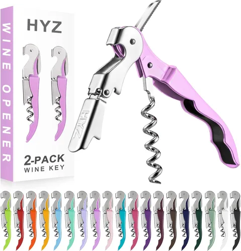 Miniatura 8 de HYZ Paquete de 2 sacacorchos para camarero, llave de vino profesional para servidores, camarero con cortador de lámina, abridor manual de botellas
