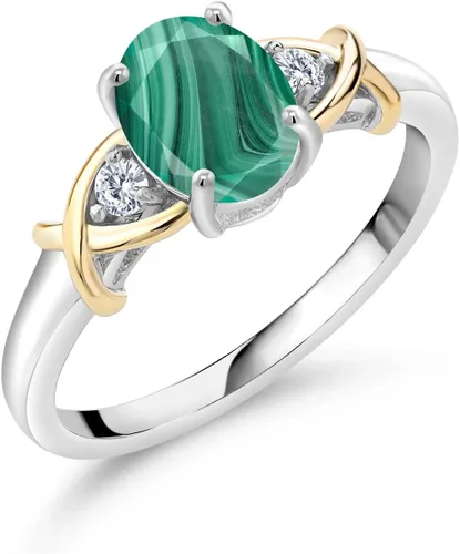 Miniatura 47 de Anillo de compromiso de oro amarillo de 10 quilates y plata 925 con piedra natal y diamantes cultivados en laboratorio para mujer, ovalado de 0.315