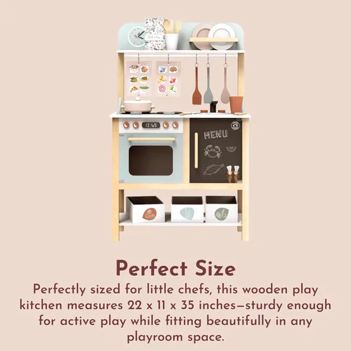 Miniatura 3 de SPEEDY MONKEY Juego de cocina de madera para juego de simulación Juego de cocina para niños de 20 piezas con accesorios de madera para alimentos