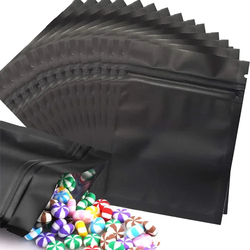 Miniatura 13 de 100 bolsas a prueba de olores de 4 x 6 pulgadas, bolsas resellables de Mylar de doble cara, color negro mate