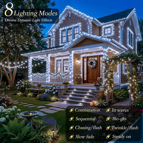 Miniatura 3 de Luces de Navidad para exteriores, 800 LEDs 79.8 m Cadena de luces para árbol de Navidad, impermeables IP67, 8 modos, luces festivas blancas frías