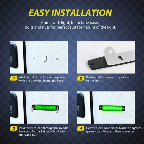 Miniatura 7 de Nilight juego de 10 luces LED indicadoras laterales de 3.8 pulgadas, rojas y verdes, para navegación marina, para yate, kayak, velero, remolque