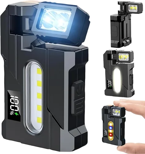 Mini linterna EDC de 1200 lúmenes, súper brillante, 3 modos, mini EDC de tamaño de bolsillo, linternas planas recargables, luz doble LED ABS