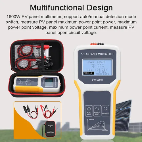 Miniatura 2 de Medidor de potencia solar CC/CA Probador de panel solar Multímetro de panel fotovoltaico de 1600 W MPPT Dispositivo de prueba de voltaje de circuito