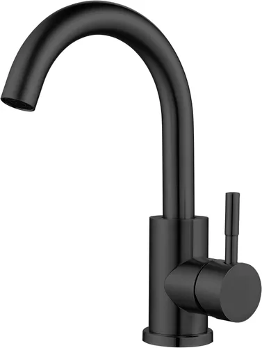 Grifo de fregadero de barra húmeda, de un solo orificio, negro mate de una sola manija para fregadero de cocina o baño, moderno grifo de fregadero