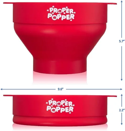 Miniatura 6 de La original Proper Popper - Palomera de microondas, fabricada en silicona, con cuenco plegable sin BPA y apta para lavavajillas - (Rojo)