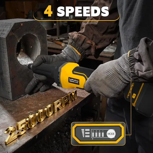 Miniatura 5 de Amoladora inalámbrica para batería Dewalt de 20 V, amoladora sin escobillas de 4 velocidades, mandril de 0.24 pulgadas, motor de potencia de 25000