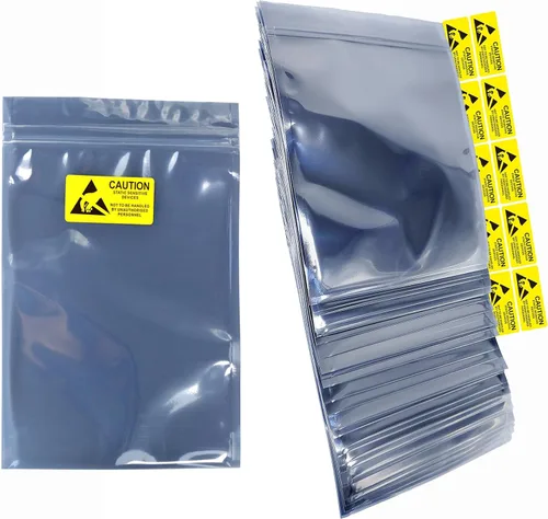 Miniatura 8 de 100 bolsas de blindaje ESD resellables de 3.15 x 5.12 pulgadas, bolsas antiestáticas con sello de cierre de cremallera, bolsas antiestáticas