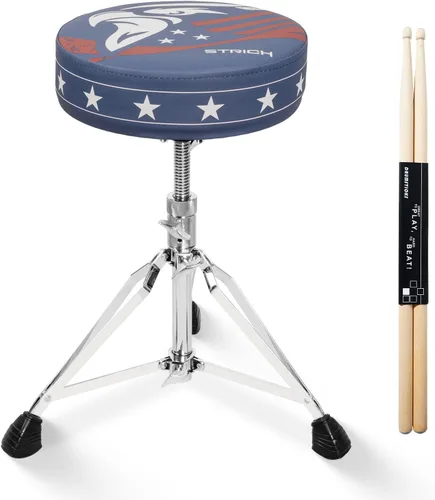 Miniatura 9 de STRICH Drum Throne, taburete de tambor acolchado ajustable en altura, silla giratoria de tambor resistente, taburete acolchado de doble soporte