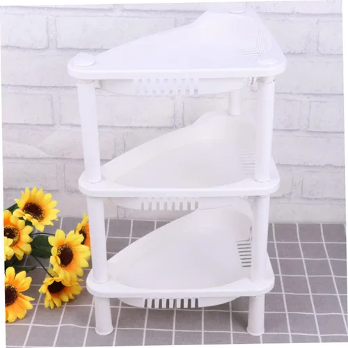 Miniatura 7 de Cabilock Estante de almacenamiento de 3 estantes cuadrados, estantería de plástico, organizador de estante de esquina, estantes de baño, soporte