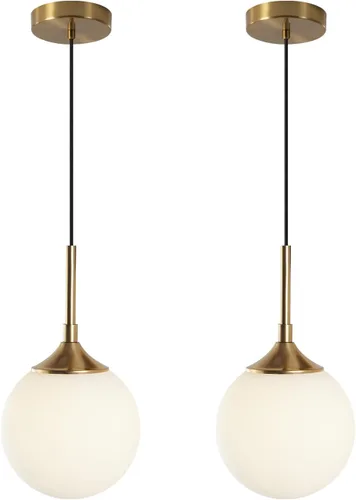 Miniatura 14 de KCO Lighting - Lámpara colgante moderna de globo de 1 luz, luz colgante de vidrio ahumado individual grande de mediados de siglo, latón cepillado