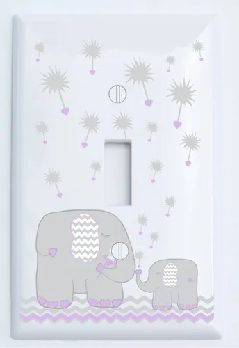 Miniatura 7 de Cubiertas de interruptor de luz de elefante de diente de león azul y gris de palanca individual/decoración de guardería