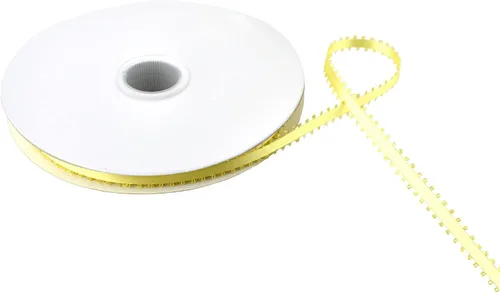Miniatura 32 de Homeford Cinta de satén de doble cara con borde Picot, 50 yardas (3/8 pulgadas, oro antiguo)