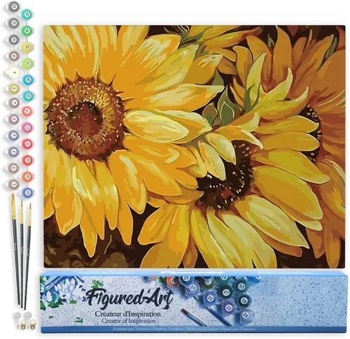 Miniatura 70 de Figured'Art - Juego de pintura por números, lienzo enrollado sin marco, para manualidades, para adultos, 16 x 20 pulgadas, jarrón de peonías