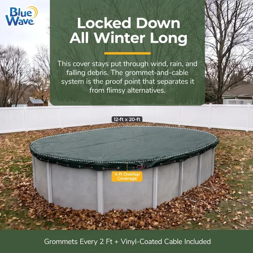 Miniatura 2 de Cobertor de piscina ovalado por encima del nivel del piso para el invierno, Verde bosque