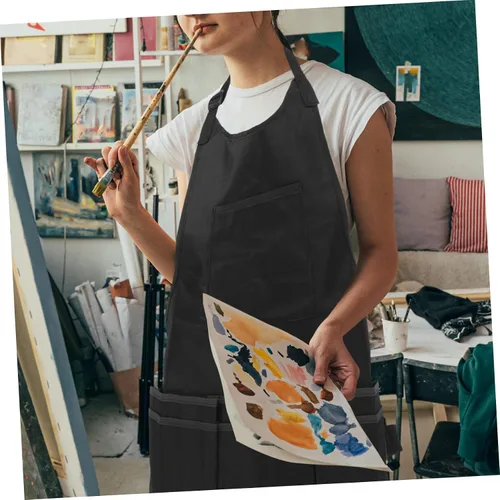 Miniatura 7 de ABOOFAN Adjustable Artist Apron with Tool Storage Oilproof Painting Work Clothes for Comfortable Use Black S