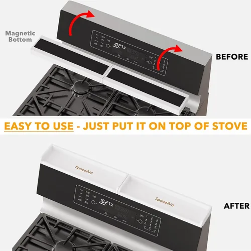 Miniatura 4 de SpaceAid Organizador de estante de cocina de 30 pulgadas de ancho para estufa, estante magnético de especias de bambú para estufa del hogar