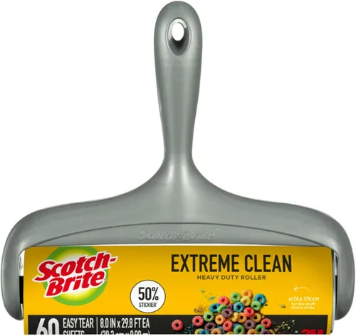 Scotch-Brite Rodillo antipelusa 50% más adhesivo de superficie grande, ideal para quitar el pelo de mascotas, 60 hojas