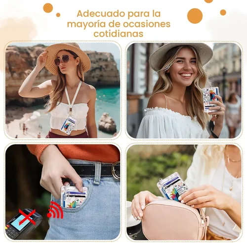 Miniatura 3 de Yonlevres Cartera delgada para tarjetas de crédito, cartera RFID para mujer, bolsillo frontal, soporte para tarjetas pequeñas, estuche para tarjetas