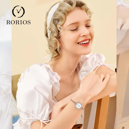 Miniatura 2 de RORIOS Reloj analógico de cuarzo para mujer con correa de diamantes de imitación, relojes de pulsera impermeables para mujeres y niñas
