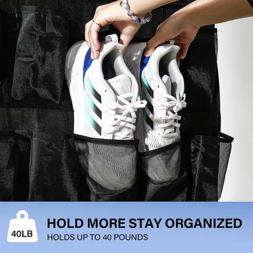 Miniatura 3 de Organizador de zapatos con 35 bolsillos grandes para puerta, estante porta zapatos con bolsillos de malla, organizador de zapatos colgante de gran