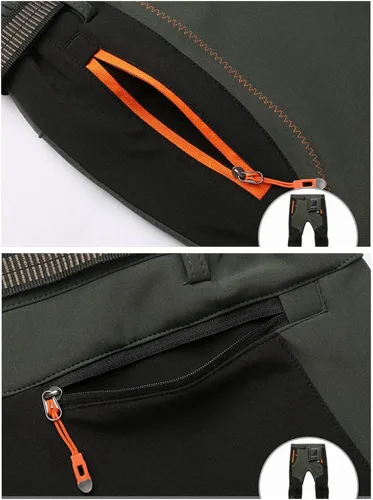 Miniatura 5 de TBMPOY - Pantalones de esquí de nieve impermeables con forro polar para hombre, para senderismo, montaña, revestimiento suave con cinturón