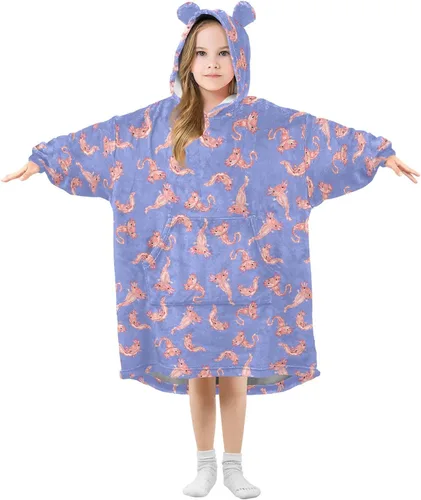 Miniatura 23 de Mantas portátiles para niños, súper suaves, cálidas y acogedoras, sudadera con capucha de gran tamaño, regalos para niños de 3 a 14 años, niñas