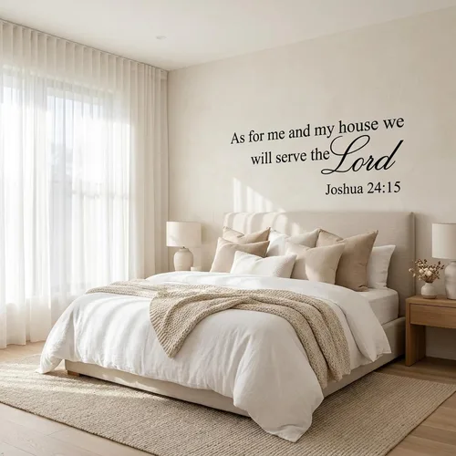 Miniatura 8 de Picniva As for Me and My House We Will Serve the Lord - Calcomanía para pared, 8 x 20 pulgadas, diseño de las Escrituras de Joshua 24:15, removible